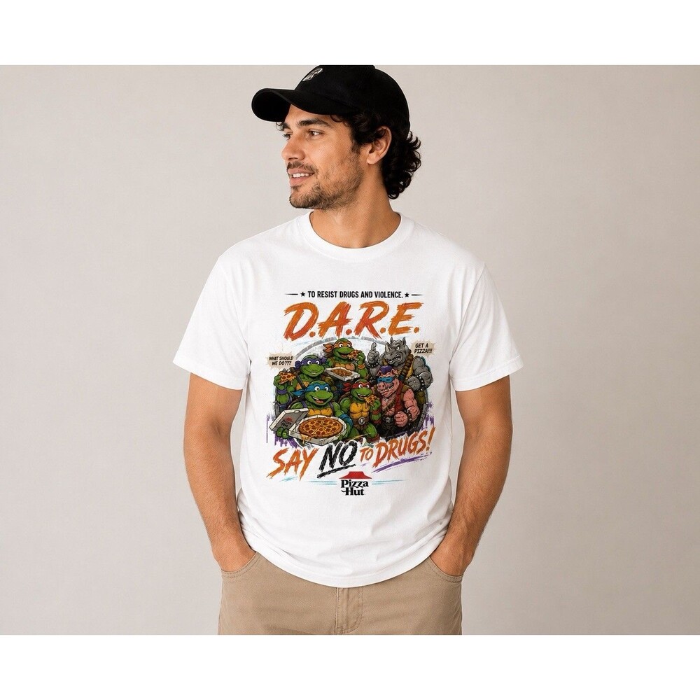 D.A.R.E. Say No to Drugs Pizza Comic Retro 90s Graphic T-Shirt Unisex Tee